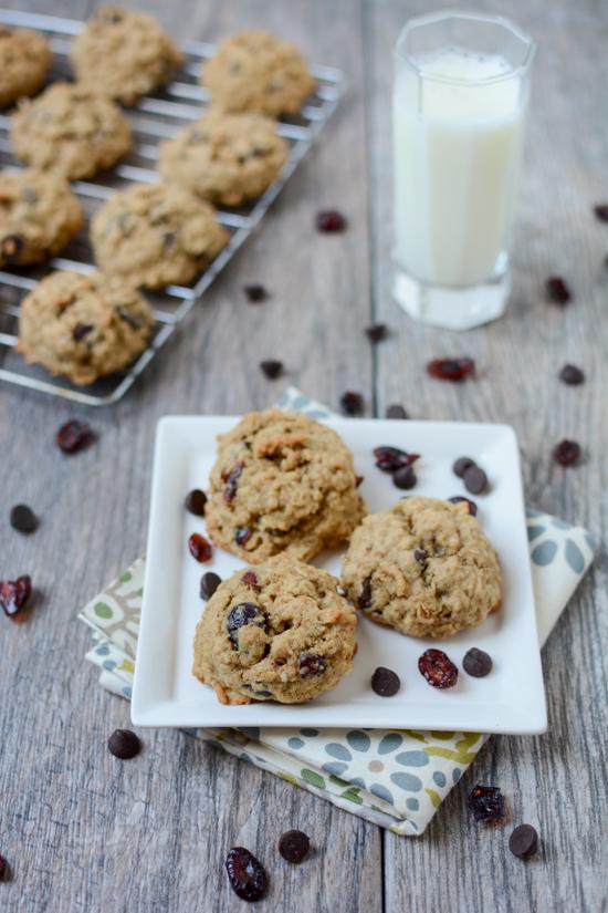 Fluffy and chewy, this Cranberry Oatmeal Chocolate Chip Cookies are full of delicious mix-ins and can be whipped up quickly when a dessert craving strikes!
