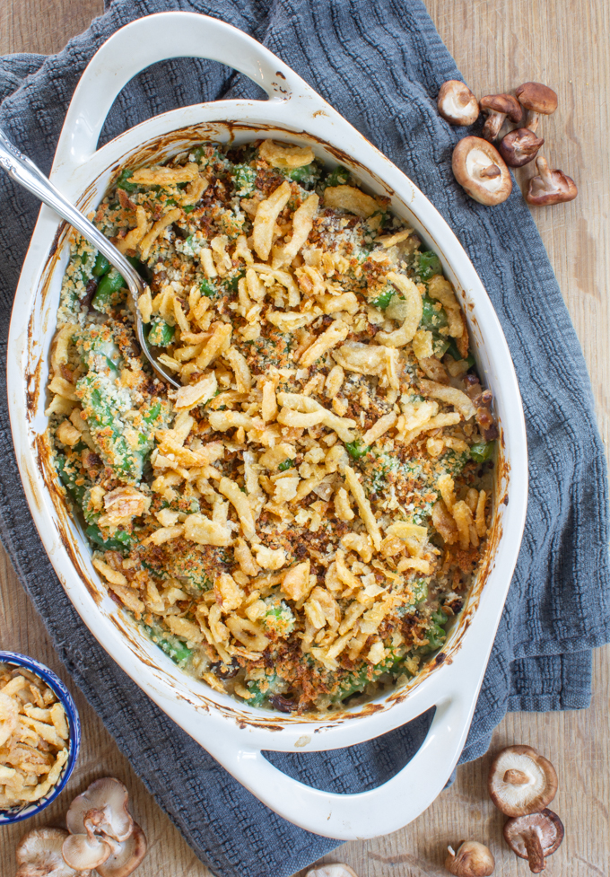 fresh green bean casserole with mushroom soup