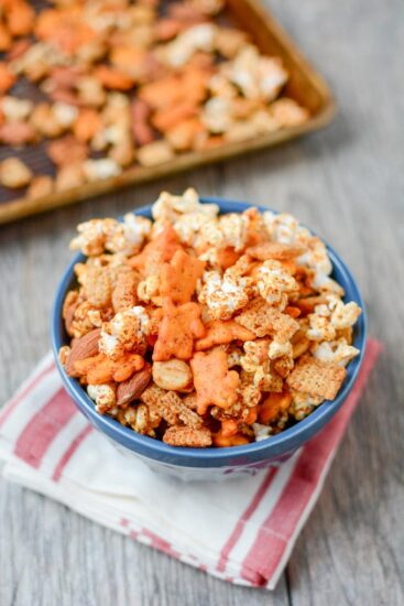 Sweet and Spicy Popcorn Snack Mix