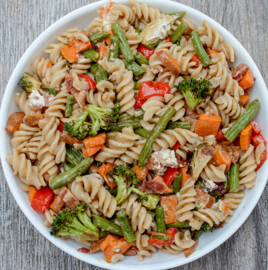 easy roasted vegetable pasta salad