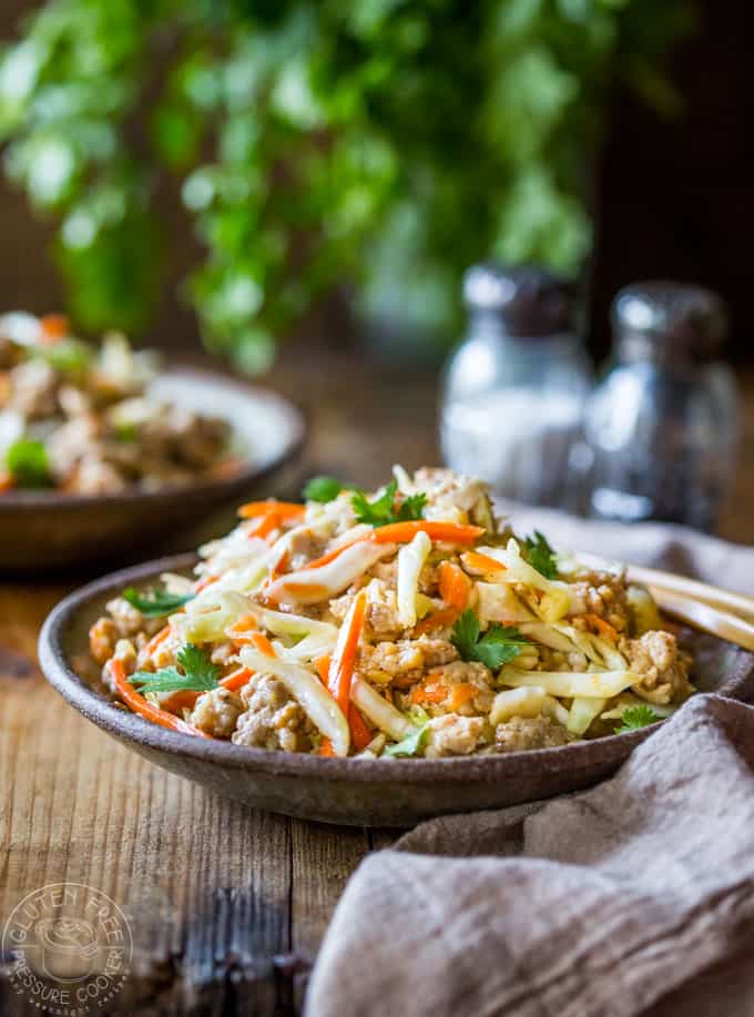 instant pot egg rolls in a bowl