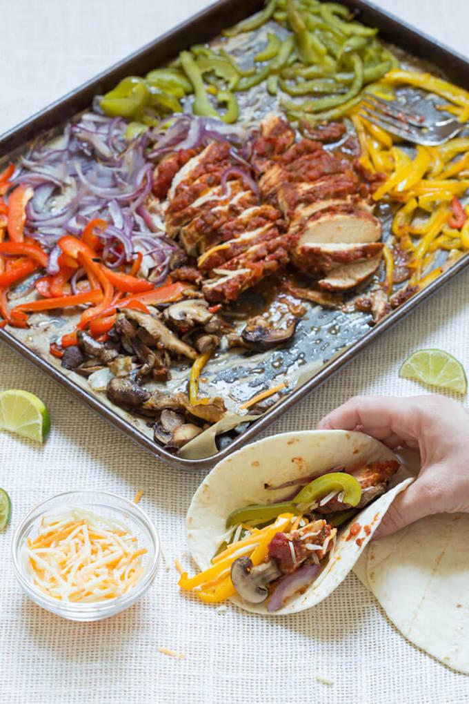 sheet pan chicken fajitas