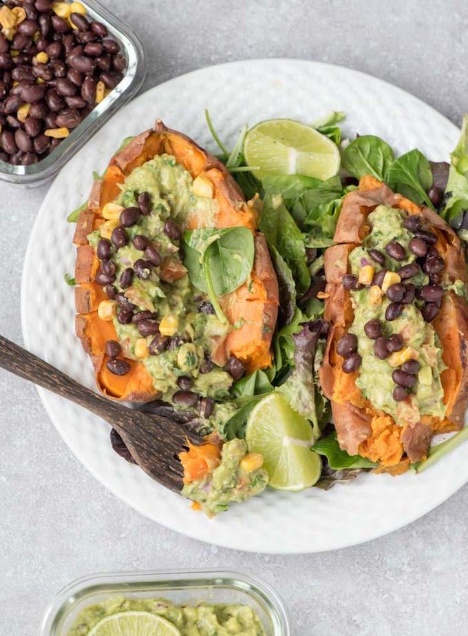 guacamole stuffed sweet potato