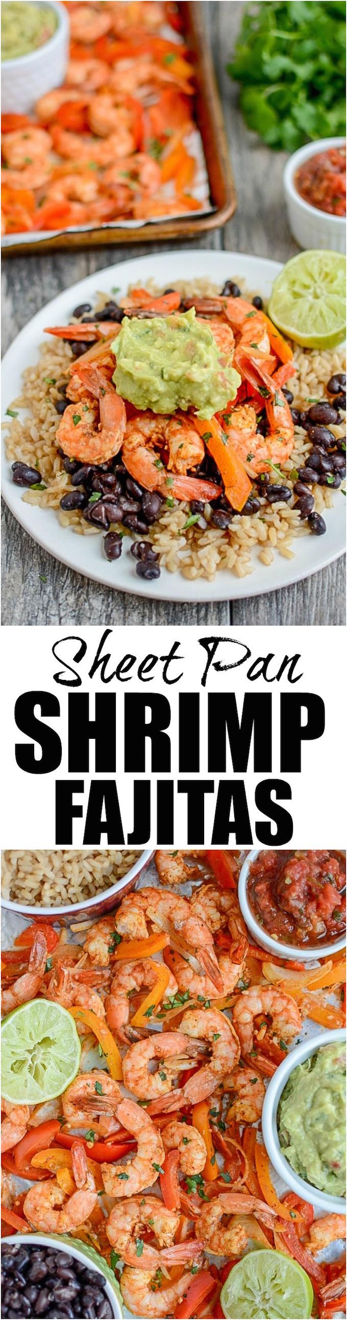 These Sheet Pan Shrimp Fajitas are quick, easy and perfect for dinner on a busy night. They cook quickly and make great leftovers for lunch or dinner later in the week.