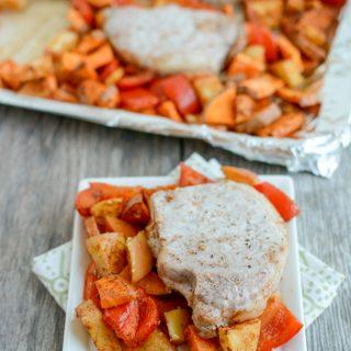 Sheet Pan Pork Chops with Sweet Potatoes and Apples