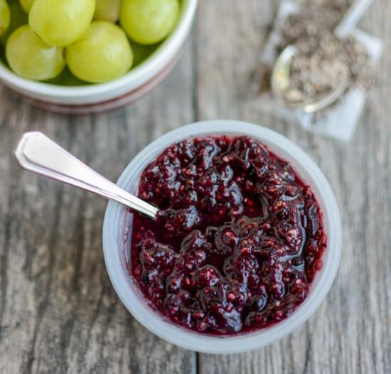 Fruit Chia Slush with grapes and blueberries