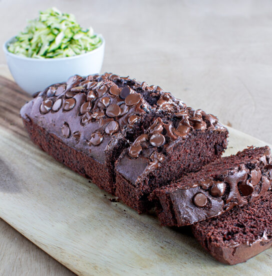 double chocolate zucchini bread with chocolate chips